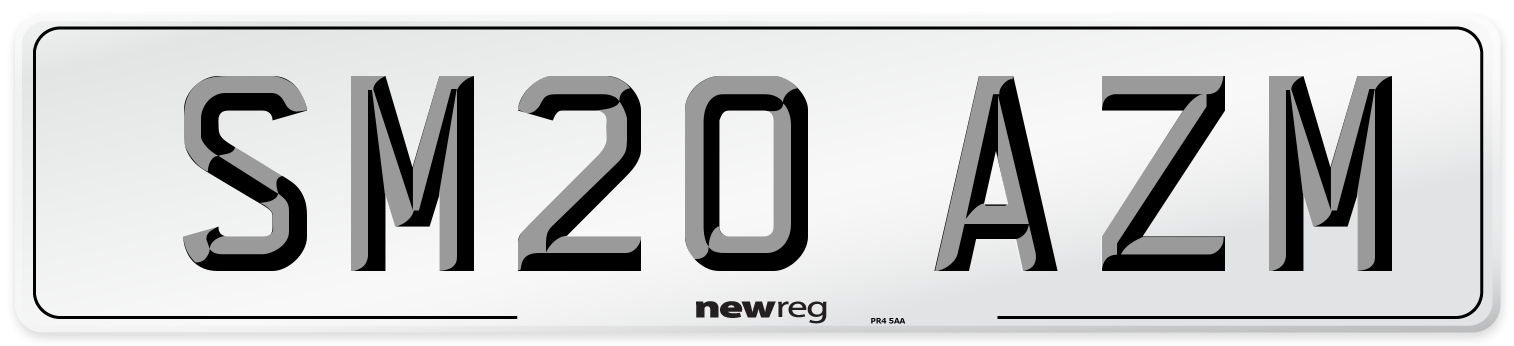 SM20 AZM Number Plate from New Reg